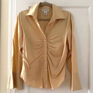 Reb=na Rowan Silk Ruched Shirt Preppy Academia Office